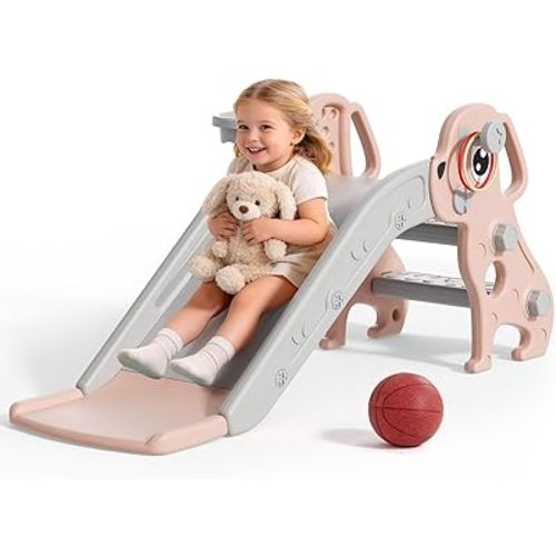 BIERUM Toddler Slide, 4 in 1 Kids Slide for Age 1-3 Indoor Outdoor