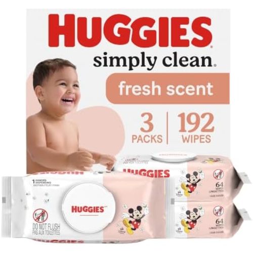 Huggies Simply Clean Baby Wipes, Fresh Scent, 3 Packs, 192 Wipes
