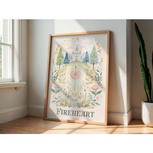 Personalized Throne of Glass Nursery Art Print | Fireheart Fantasy Decor