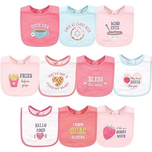 Hudson Baby Unisex Baby Cotton Bibs, Food Puns Girl, One Size
