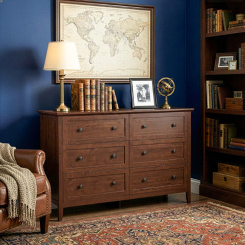 47 Inch Six Drawer Cabinet With Double Row Dual Handles Frame Design Melamine Finish | Wayfair