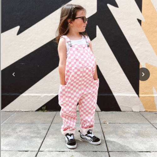 Pink Checkered Overalls