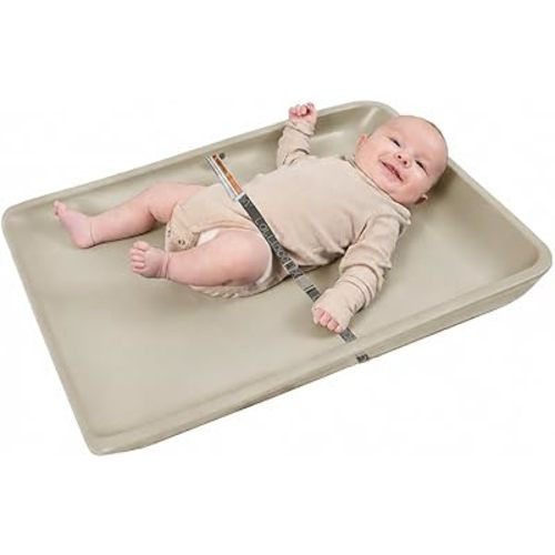 Wipeable Waterproof Baby Changing Pad, Large PU Diaper Pad for Changing Table and Dresser, Easy-Clean with Adjustable Buckle, No-Slip Bottom (Beige)