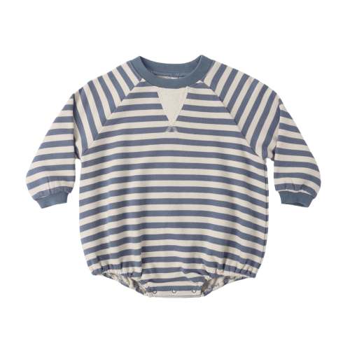 Rylee and Cru Crewneck Romper - Marine Stripe