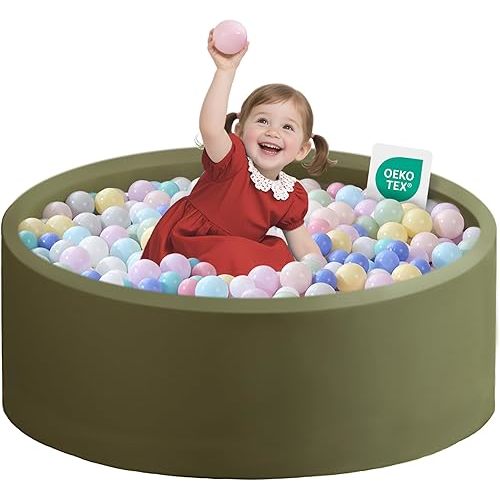 Ball Pit for Toddlers 35.43''x11.81 Baby Ball Pits Soft Memory Foam Ball Pit Round Kids Ball Pit Indoor Game Kids Play Ball Pool Ideal Gift for Girls and Boys (Sage Green, NO Balls)