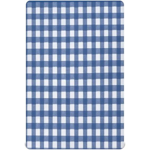 Blue & White Gingham Crib Sheets for Boys Girls Soft Breathable Mini Crib Sheets for Baby 52" x 28"