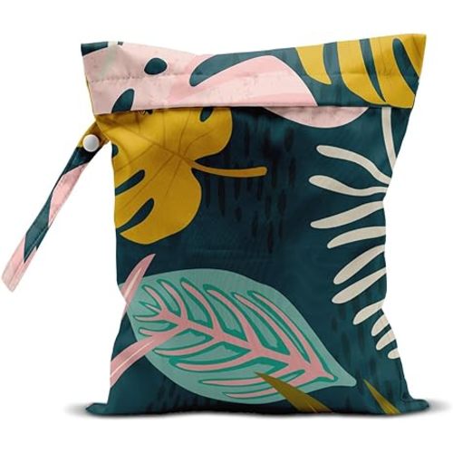 Wet Bag, Wet Dry Bag, Wet Bag for Swimsuit, Travel, Beach, Pool, Diapers, Dirty Yoga Gym Clothes, Makeup Bag, Waterproof Tropical Palm Leaves Decor Jungle Palm Leaf Favors