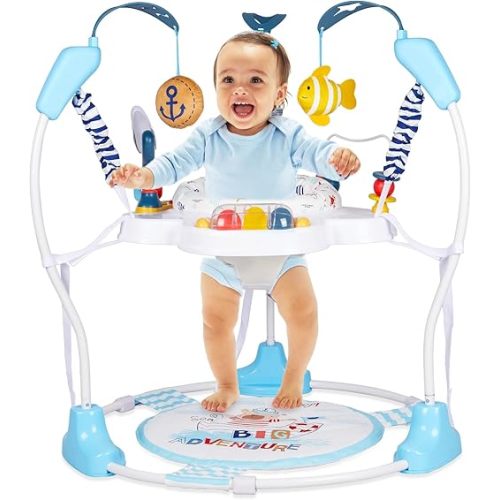 Baby Activity Center, Infant Jumpers and Bouncers with Music, Lights, Infant Toys, 360°Rotating Seat, 3 Adjustable Heights, Baby Play and Learning Center for 6+ Months