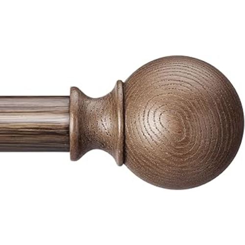 BRIOFOX Walnut Wood Curtain Rods for Windows 28 to 48 Inch(2.3-4ft)- 1'' Diameter Heavy Duty Curtain Rods with Imitation Wood Grain Pattern Finials,Adjustable Decorative Curtain Rods Set,28-48''