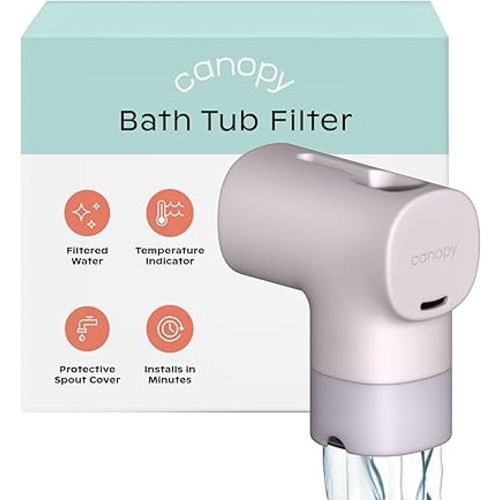 Canopy Baby Bath Tub Filter – Gentler Water Filtration for Delicate Skin | Reduces Chlorine & Irritants | BPA-Free Silicone Spout Cover | Easy Tool-Free Install | Activated Carbon Filtration