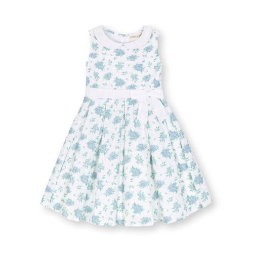 Hope & Henry Heirloom Baby Girls' Linen Sleeveless Peter Pan Collar Tea Dress with Waist Sash, Infant