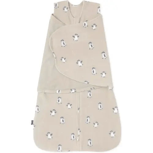 HALO Micro-Fleece Sleepsack Swaddle, 3-Way Adjustable Swaddle Blanket for Newborn and Infants, TOG 3.0 for Cold Climates, Hip Healthy, Penguin Pals, Newborn, 0-3 Months
