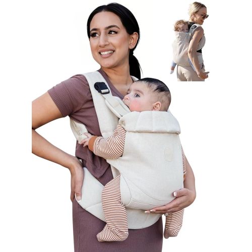 GROWNSY Baby Carrier, One-Click Release Clasp for Easy to Wear, Cozy Wraps Carrier Newborn to Toddler with Head Support(7-44lbs), Ergonomic & Lightweight for Infant to Toddler, Cream