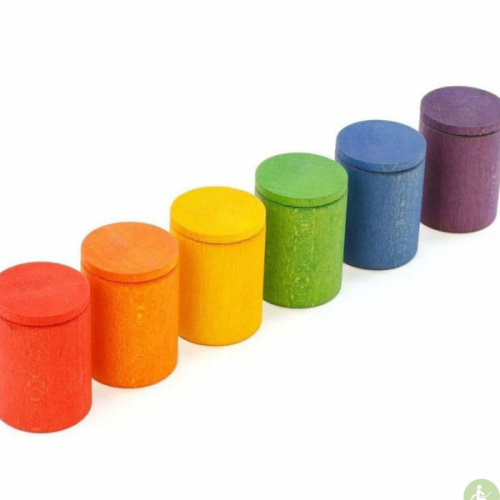 Grapat 6 Colored Cups with Covers - Montessori Toy – The Natural Baby Company
