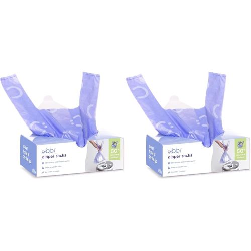 Ubbi Disposable Diaper Sacks, Lavender Scented, Easy-To-Tie Tabs, Diaper Disposal or Pet Waste Bags, 200 Count (Pack of 2)