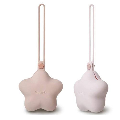 Moonkie Silicone Pacifier Holder Case, Cute Portable Pacifier Storage Case, 2 Pack