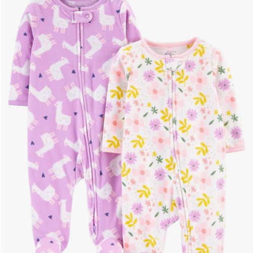 Simple Joys by Carter's Baby Girls' Fleece Footed Sleep and Play, Pack of 2