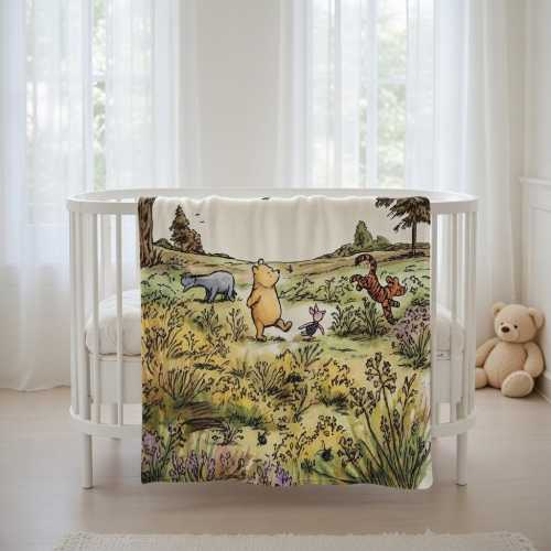 Winnie the Pooh Blanket, Classic Winnie the Pooh Throw Blanket, Pooh and Friends Nursery Bedding, Eeyore Tigger Piglet, Vintage Disney Gift