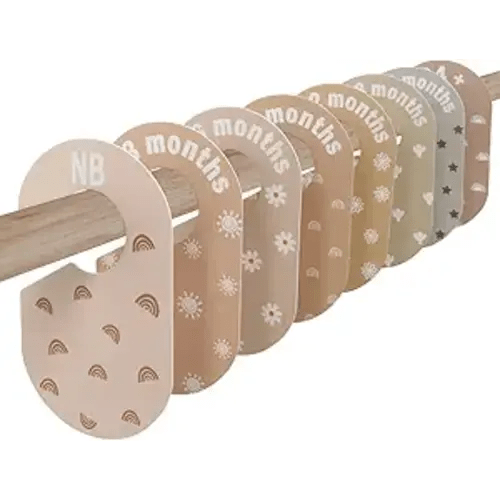 Baby Closet Divider, Baby Wardrobe Organizer, Double-Sided Minimalist Cute Design, Nursery Decor Clothes Hanger Dividers for Sorting 8 Sizes from Newborn to 12+ Months