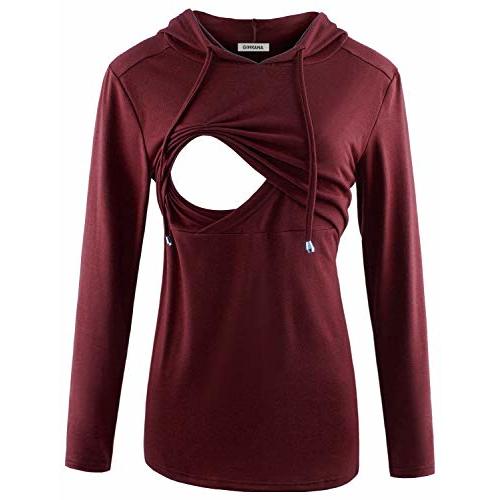 GINKANA Women's Nursing Hoodie Sweatshirt Long Sleeves Breastfeeding Maternity Tops Casual Clothes