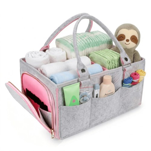 Baby Diaper Caddy Organizer for Girl Boy Large Nursery Storage Bin Basket Portable Holder Tote Bag for Changing Table and Car Baby Shower Gifts Newborn Essentials Baby Registry Must Haves Items