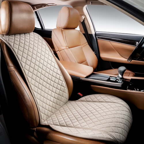 IVICY Linen Car Seat Cover for Cars - Non-Slip Soft & Breathable - Front Car Seat Protector Covers Universal Fits Most Automotive, Vans, SUVs, Trucks - 1 Unit - Beige