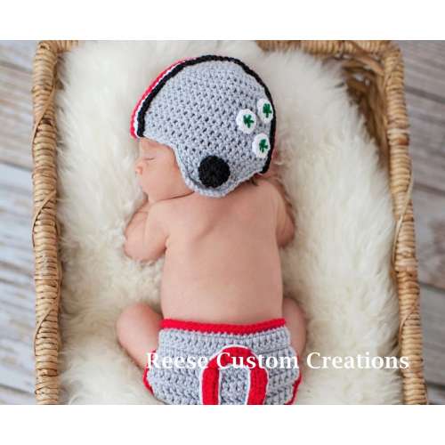 Crochet Ohio State Buckeyes inspired Newborn Baby Boy Photo Prop Outfit- 6-8 day Lead Time