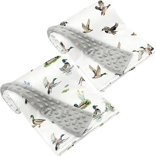 2 Pack Mallard Duck Baby Blanket (30"X40") for Baby Boys or Girls Soft Breathable Gender Neutral Double Layer Blankets with Dotted Backing and Ducks Printed (Duck 2)