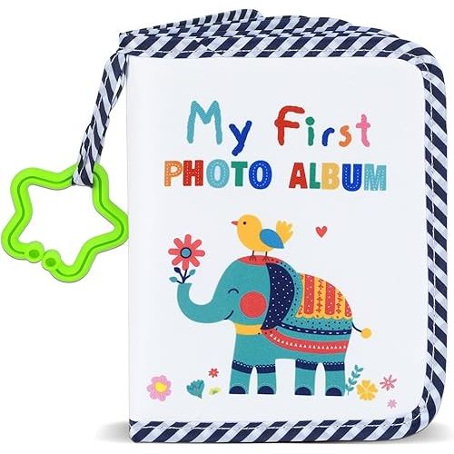 Baby's My First Family Album Soft Photo Cloth Book Elephant My First Book of Photos Baby Memory Album Gift Holds 4x6 Pictures for Babies Newborn Toddler & Kids Baby Shower