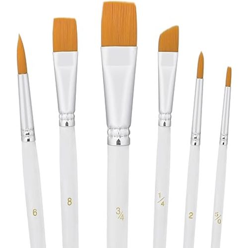 6PCS Cake Painting Brushes Set Food Paint Brushes Food Safe Cake Decorating Brushes for Dusting Edible Glitter Edible Color for Cake Cookie Decoration (White)