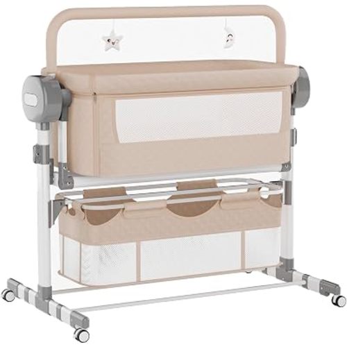 Smart Bassinet Automatic Rocking A Timer White Music Adjustable Height with Wheels Bassinet Mattress Storage Bag Portable Baby Bed