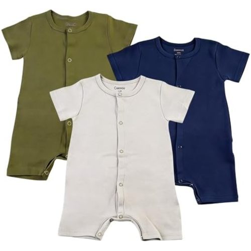 Baby Romper 3-Pack, 100% Cotton Short Sleeve Outfit for newbron