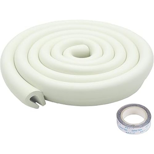 U Shape Edge Protectors for Glass Coffee Table,Foam Baby Proofing Safety Bumper Guard Strip,Corner Protectors for Kids,Extra Thick,Suitable for Furniture Fireplace,6.5 Ft/2m (Milky White)