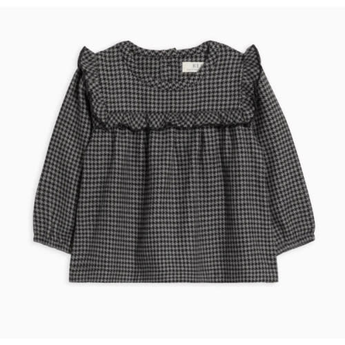 Sally Flannel Ruffle Neckline Top