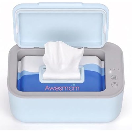 Wipe Warmer for Baby & Adult Wet Wipes, Large Capacity Diaper Wipes Dispenser, 3-Level Adjustable Temperature, Silent & Even Heating, Blue