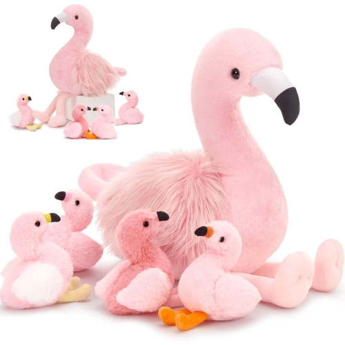 Muiteiur 5 Pcs Flamingo Stuffed Animal 18'' Flamingo Plush with 4 Babies