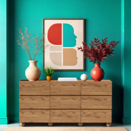 Dovecove 9 Drawer 63" W Circular Ripple Dresser & Reviews | Wayfair