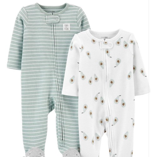 Simple Joys by Carter's Baby Boys' 2-way Zip Thermal Footed Sleep and Play, Pack of 2