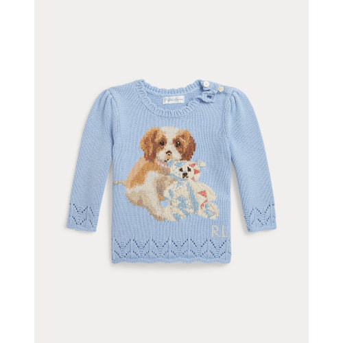 Dog Scalloped Crewneck Sweater