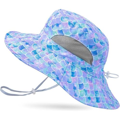 Kids Sun Hat, UPF 50+ Girls Beach Hat for Toddler Kids