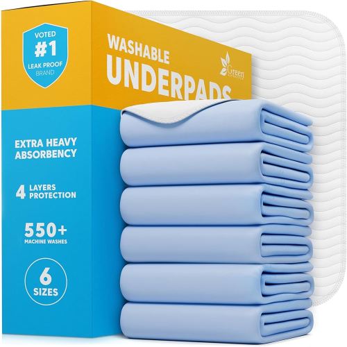 GREEN LIFESTYLE Washable Underpads - Large Bed Pads for use as Incontinence Bed Pads, Reusable Pet Pads, Great for Dogs, Cats, Bunny, Seniors Bed Pad (Pack of 6 - 30x34)