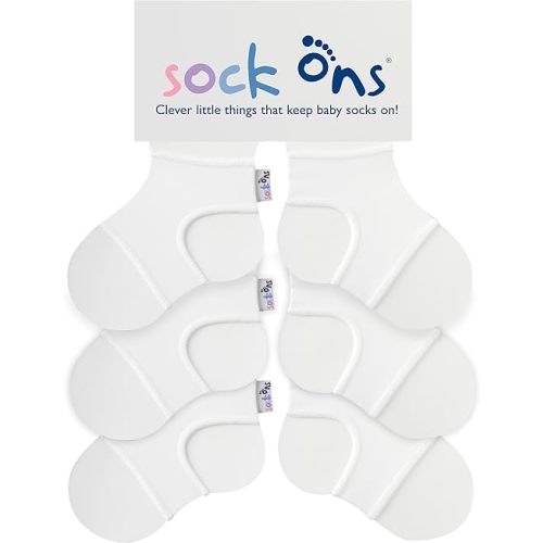 Sock Ons - Baby Sock Holders - 6-12 Months - 3 Pack (3 x White) - Amazing Value Pack - Keep Baby…