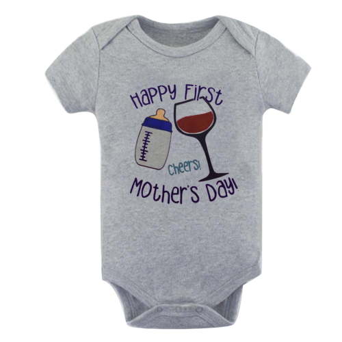 TAIAOJING Baby Romper Jumpsuit Children's Round Neck Printed Letter Short Sleeve Outfit 3-6 Months