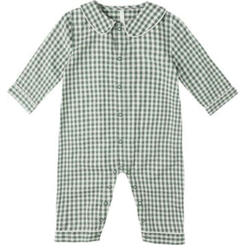 Gingham Cotton Blend Romper, 3-6M