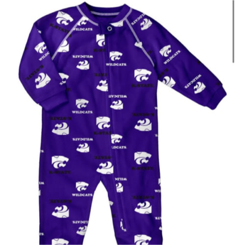 K-State Wildcats PURPLE Baby All Over Raglan Romper Pajamas - 133421272