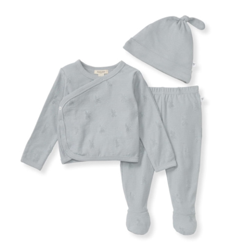 Burt's Bees Baby Organic Cotton Raised Terry Bee Take Me Home Set - Blue Bee, Newborn