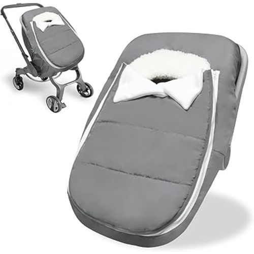 Car Seat Cover Baby Winter, Waterproof Carseat Covers Newborn Boy, Windproof Infant Car Seat Cover Warm & Breathable Use Universal Grey
