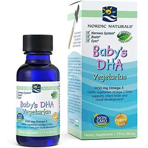 Nordic Naturals Baby’s DHA Vegetarian, Unflavored - 1050 mg Plant-Based Omega-3 - 1 oz - Supports Brain & Vision Development in Babies - Non-GMO, Vegan - 15 Servings