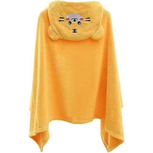 Toddler Bath Towel Baby Towels with Hood 27.5"X55" Ultra Absorbent Soft Bathrobe Blanket Kids Shower Towel for Girls and Boys(Sunset Yellow)