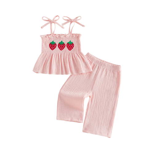 Loicainy Baby Kids Toddler Girl Summer Clothes 6 9 12 18 24 Month 2 3 4 5 6 Year Sleeveless Muslin Smocked Top Pants Cute Outfit